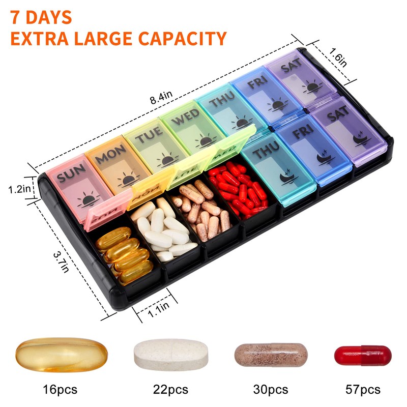 Extra Large Pill Organizer 2 Times a Day, FGcase Easy