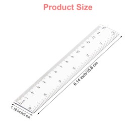 Pletpet 2 Pack 6 inch Clear Plastic Ruler Straight Shatterproof Rulers Transparent Rulers for Student School Office Supply Ruler (Clear)
