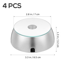 Uonlytech 4pcs Led Lighted Base for Glass Art Multicolor Round Crystal Display Stand Display Base Glass Art Crystal Holder, Batteries Operated