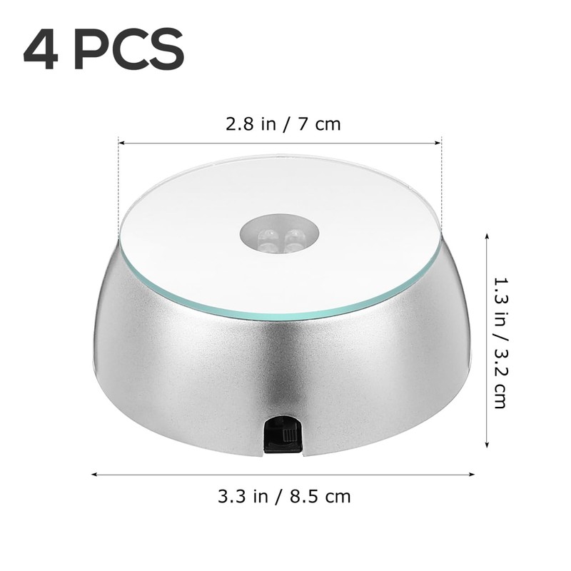 Uonlytech 4pcs Led Lighted Base for Glass Art Multicolor Round