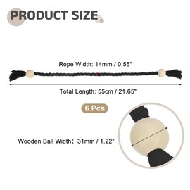 uxcell 6 Pack Magnetic Curtain Tiebacks, 55cm/21.65" Curtain Holdbacks with Wooden Ball Hand-Woven Decorative Tie Backs for Home Office Decor, Black