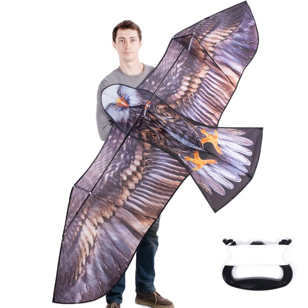 JEKOSEN Extra Large Giant Huge Eagle Kite for Adults Kids Easy to Fly Kites Front Facing Strut 95" for Family Beach Trip Park Outdoor Activities