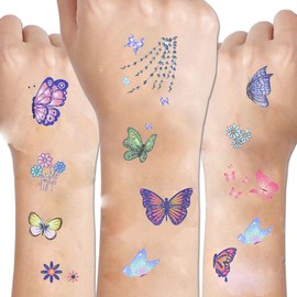 5 Sheets Glitter Butterfly Temporary Tattoos for Girls - Butterfly Party Favors Decorations for Kids Women (Butterfly5)