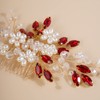 Jumwrit Wedding Hair Comb Handmade Crystal Hair Comb Pearl Bridal
