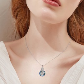 POPLYKE Frog Urn Necklace for Ashes for Women Sterling Silver Frog Cremation Necklace with Blue Circle Crystal Jewelry for Girls Daughter Mom