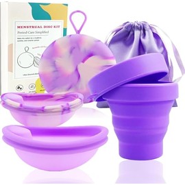 KBIBCK Menstruationsscheibe Set, 2 Stück Periodenscheiben mit Sterilisator und Lagertasche, Wiederverwendbare Menstruationsscheibe, Für Aktive Frauen Sport,Schwimmen und Intimität (Größe S+L)