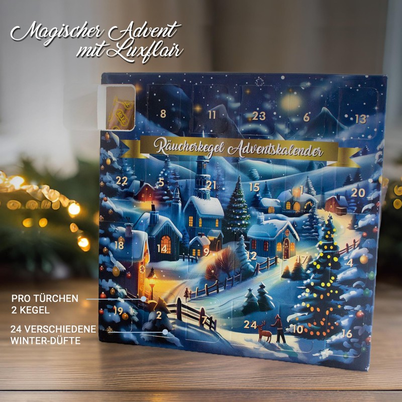 Luxflair Incense Cones Advent Calendar, 24 Fragrances (Total 48 Cones),