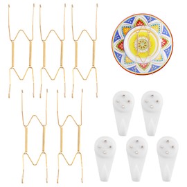 Paquete de 5 ganchos para placas decorativas de 8 a 10 pulgadas para la pared, ganchos de pared invisibles de acero inoxidable para exhibición con ganchos de pared, para platos, platos,