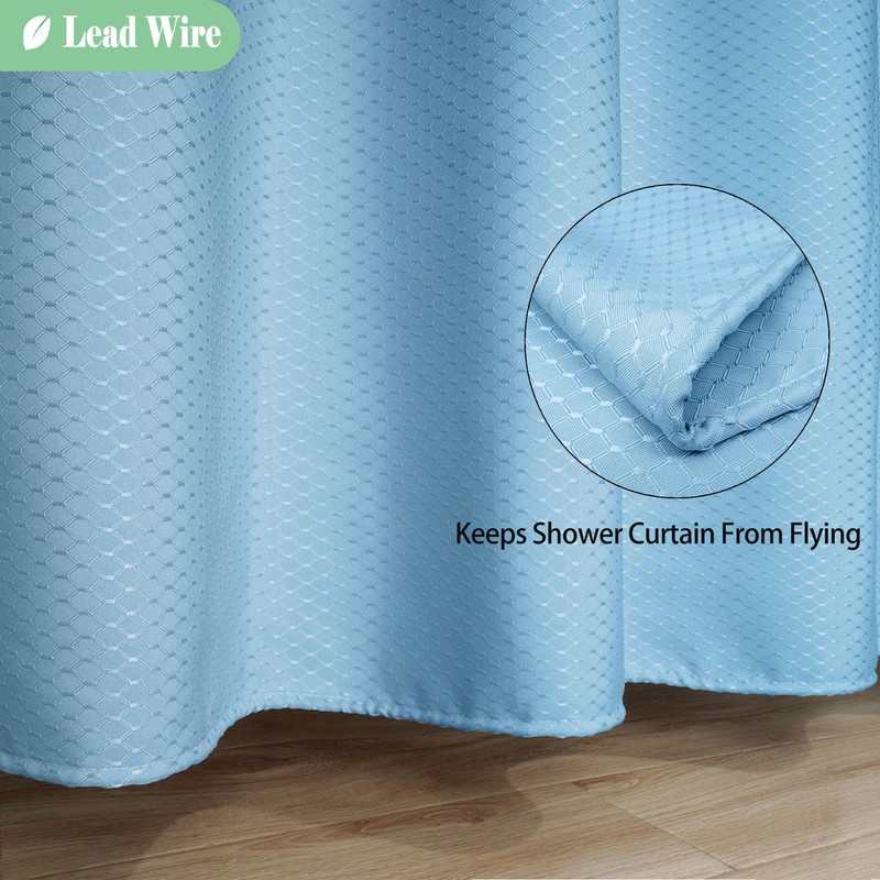 UFRIDAY Waffle Weave Fabric Shower Curtain with Mesh Window, Heavy