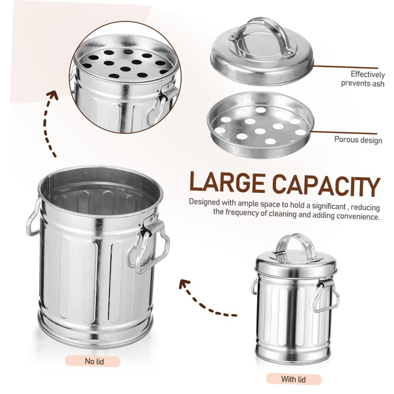 CONGARTENO Vintage Galvanized Metal Bucket Ashtray with Lid Compact Desktop