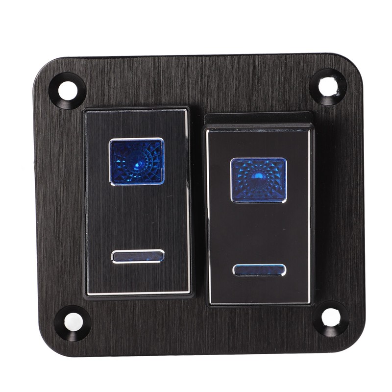 2 Gang Rocker Switch Panel Waterproof ON OFF Blue Backlit