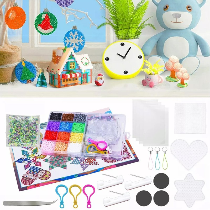 Kids Fuse Beads Kit 2.6mm 12 Colors Quadrate Heart Hexagonal