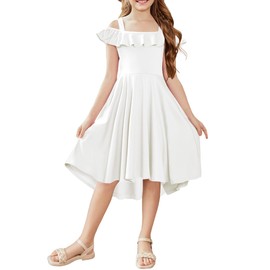Arshiner Girls' Dresses Formal Special Occasion Wedding Dress with Pockets White Size 8