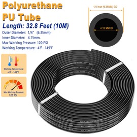 weideer Air Line Tubing Kit,1/4" Air Hose,1/4" (6.35MM) OD 32.8FT Polyurethane PU Air Hose Tube,1/4" air line with Push To Connect Fittings,14 Pcs Compressed Accessories Kit