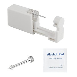 psaakon Self NOSE Piercing Gun Kits inside Piercing Rings Disposable Safety 1/100 With Moment Tool With Ring Stud Pierce Kit SS201 (1 Pack)