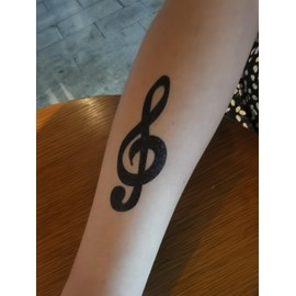 SanerLian Black Music Temporary Tattoo Sticker Waterproof Adult Men Women Hand Arm Shoulders Body Art 10.5X6cm Set of 24 (SF249)