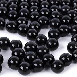 DomeStar 1LB Glass Marbles Bulk, Marbles for Vases 0.63 Inch Vase Fillers Black Glass Beads for Home Decor