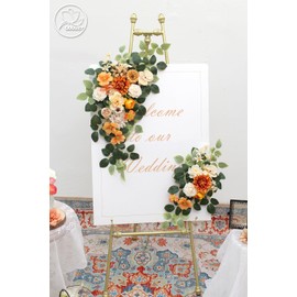 Odouzy Pack of 2 Wedding Arch Flowers, Faux Flowers, Wisteria Hanging Flowers, Flower Garland Be Suited to Aisle Decorations for Wedding Ceremony,Wedding Arches for Ceremony,Wedding Arch (Orange)