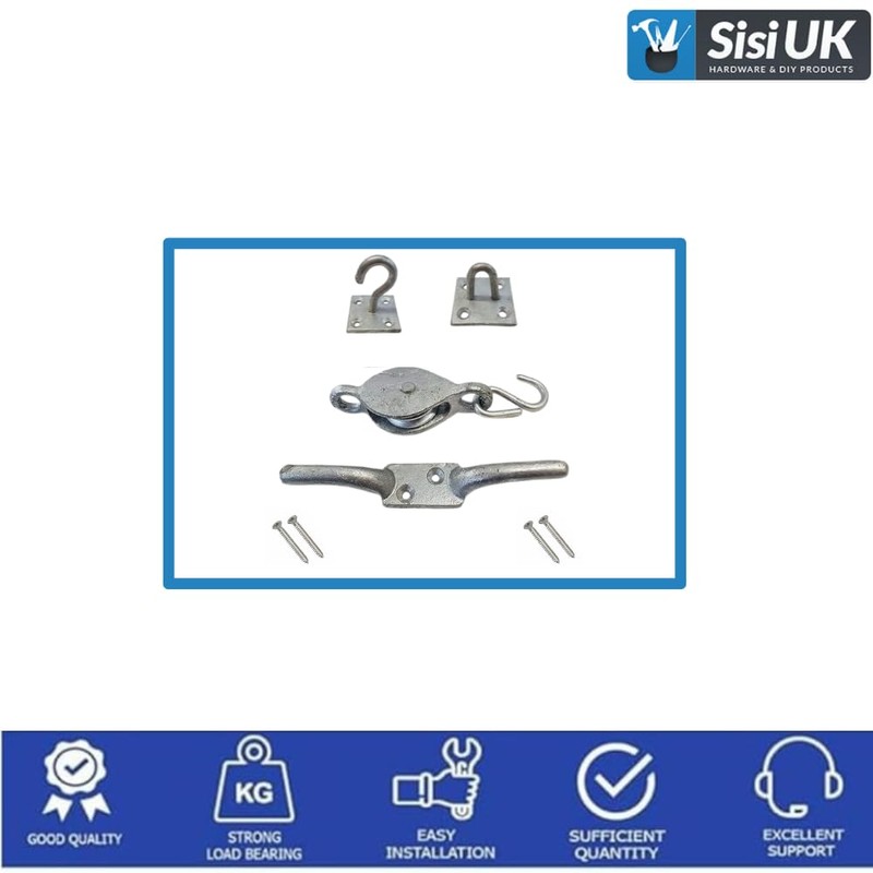 SISI UK Heavy Duty Washing Line Pulley and Cleat Pulley