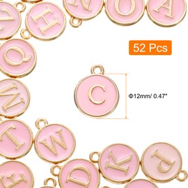 sourcing map 52pcs Letter Charm, Enamel Letter Pendants, Alphabet C Pendants Double Sided Beads Charm for DIY Bracelet Necklace Pendants Earring Jewelry, Pink