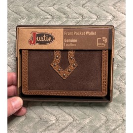 JUSTIN Leather Wallet Card Holder Front Pocket New Men’s Western RFID Protection