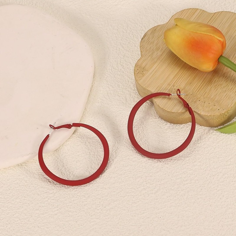 Red Hoop Earrings for Women 80s Hoop Earrings Neon Hoops