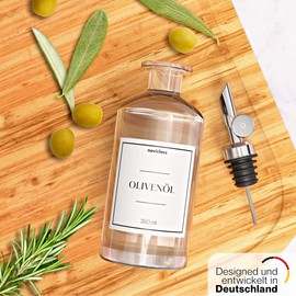 noviclass® Oil Bottle Vinegar and Oil Bottles Set Bottles for Filling (2 x 350 ml without Labels and Funnel)