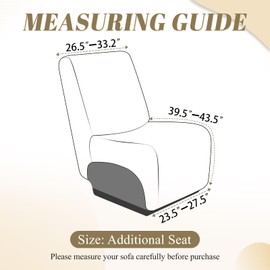 ALIECOM 100% Waterproof Reclining Sectional Couch Covers Jacquard Stretch 2-Piece Sectional Recliner Sofa Cover for Corner L Shaped Sofa Set Recliner Slipcovers Washable (1 Additional Seat, White)
