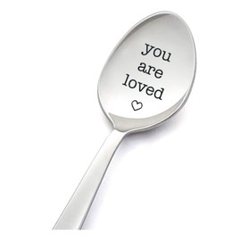 Anniversary Valentines Day Gift for Husband Wife Romantic You are Loved Spoon Gifts for Grandma Dad Christmas Birthday Gift for Boyfriend Sister 8 Inch Engraved Ice Cream Spoons