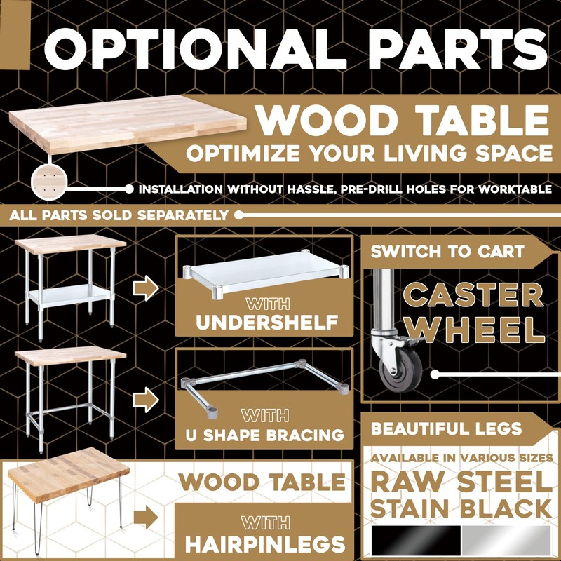 DuraSteel Solid Wood Table Top - 24 x 12 Butcher