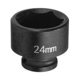 HARFINGTON Deep Impact Socket 3/8" Square Drive by 24mm Metric 6 Point Socket 30mm (1.18") Long CR-MO Steel Industrial Grade Flip Socket for Home Auto Hex Nuts Bolts Repair, Black