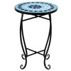 RELAX4LIFE Side Table Outdoor Mosaic Round 14 Inch W/Glass Table