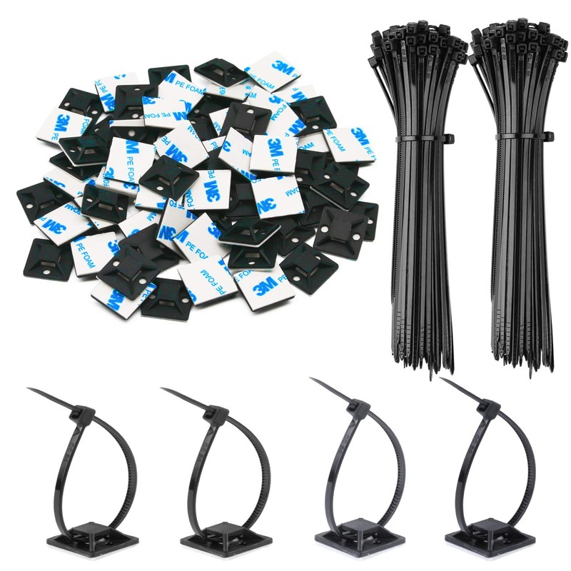 140 Pack 3/4" Zip Tie Adhesive Mounts Self Adhesive Cable