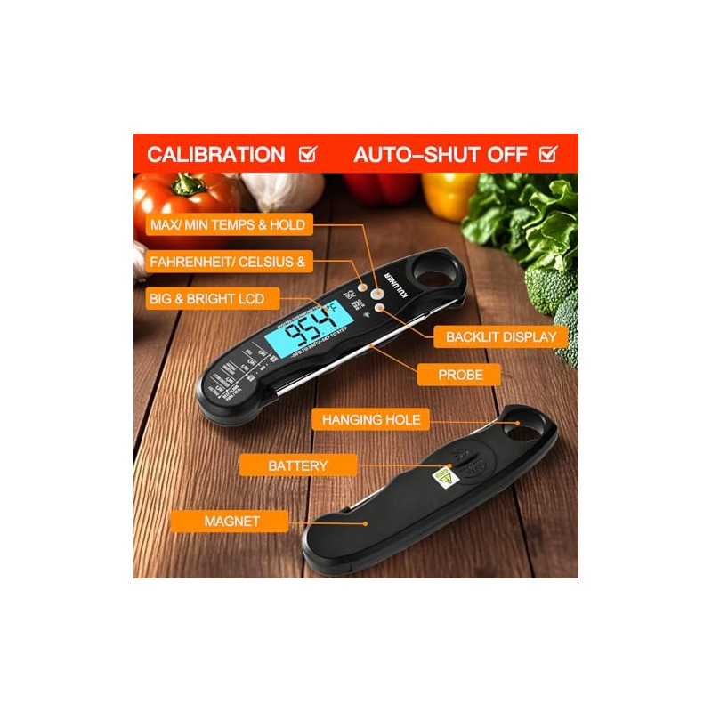 KULUNER Digital Meat Thermometer - Fast Waterproof Cooking Tool