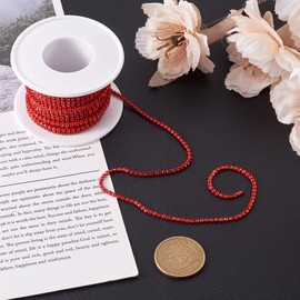 Fashewelry 10 Yards Crystal Rhinestone Close Cup Chain 2mm Trimming Beaded Applique Claw Chain Roll for DIY Art Craft Clothes Wedding Party Decoration, Light Siam