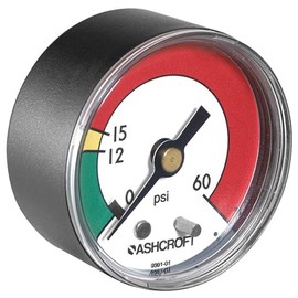 Pressure Gauge, 0 to 60 psi, 2In, 1/8In NPT