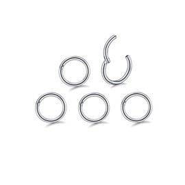 5 aretes de aro de acero quirúrgico de 16 g y 18 g para cartílago de tragus, tabique para mujeres y hombres, kit de joyería de piercing corporal, longitud de la barra 6 mm/8 mm/10 mm/12 mm/14 mm,