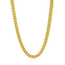 SKENUDY 14K Gold/Silver 316L Waterproof Stainless Steel Necklace for Men, Cuban Chain, W: 8/9/6 mm, L: 18 inches +2, Hypoallergenic Jewellery, Birthday Gifts, Friends, Stainless Steel, No Gemstone