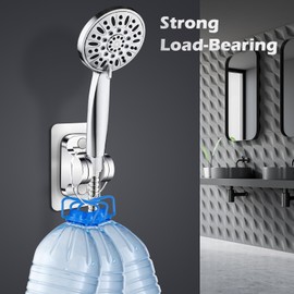 ZGMEH Shower Head Holder Replacement - Strong Adhesive Adjustable Handheld Shower Wand Holder Wall Mount Shower Bracket,No Drilling and Waterproof Shower Hose Holder for Shower Bathroom,Silver