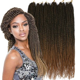 Palace hair 6Pack/LOT Senegalese Twist Crochet Hair Braids Small Easy Twist Crochet Braiding Hair 2S Senegalese Twists 14 inch 18inch 24inch 30strands/pack Hairstyles For Black Women color… (24inch, T1B/27)