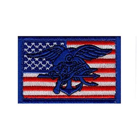 American Flag Marine Military Seal Team Naval Hook Patch (MTU14)