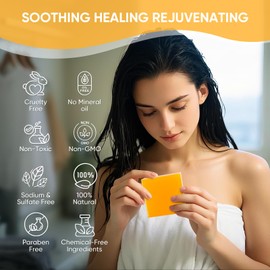 GPP Turmeric Soap Bar for Body & Face, 3pcs Natural Turmeric Handmade Soap for All Skin Types, Women & Men Bath Soap for Skin Moisturizing Soothing Cleansing