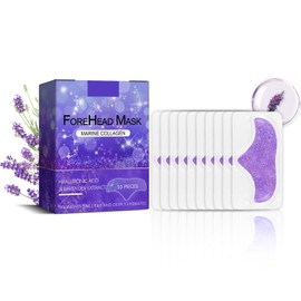 Forehead Wrinkle Patches 10pcs, Lavender Anti-Wrinkle Patches Smooth Fine Lines and Wrinkles with Collagen, Hyaluronic Acid, Pearl Extract(Lavender)
