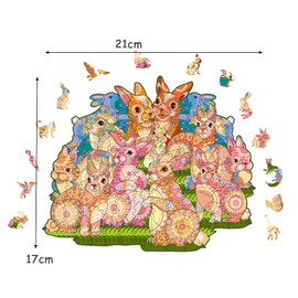 NBFBA Wooden Puzzle Adults, 100 Pieces, Many Rabbits, Fun Irregular Shaped Puzzle for Adults, 17 x 21 cm, Educational Toy for Adults and Children, Family Game Collection