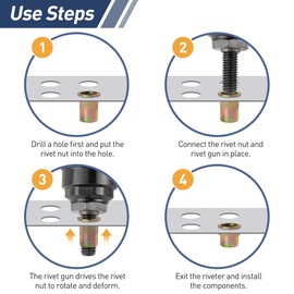 BOUMVID Rivet Nuts M4, Pack of 30 Galvanised Carbon Steel Rivet Nuts Internal Thread Round Flat Head Rivet, Used Rivet Nut Thread Rivets Single Rivet Nuts Sleeve Nut for Pipes, Metal Plates