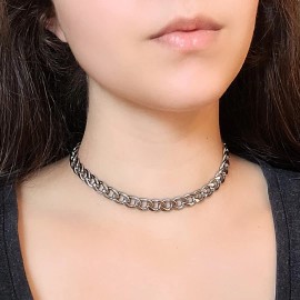 Radiant Threadz Thick Cuban Link Curb Chain Choker Stainless Steel Big Chunky 90s Goth Necklace - 17 in