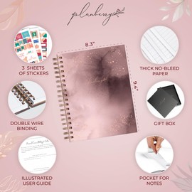 PLANBERRY Large Budget Planner & Monthly Bill Organizer with Pockets – Budgeting Book, Finance & Expense Tracker, 8.3x9.4″ (Rose Gold)