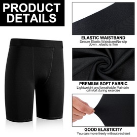 Hoolerry 3 Pcs Youth Boys Compression Shorts Athletic Underwear Sports Performance Boxer Briefs Spandex Underwear for Running (Black, Gray, Navy Blue,Medium)