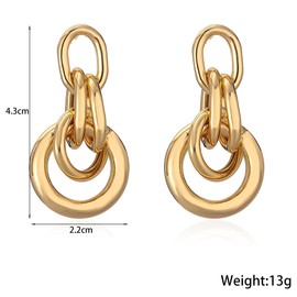 14K Gold Geometry Statement Drop Dangle Earrings for Women, Chunky Personality Link Knot Earrings,Trendy Party Anniversary Jewelry Gifts (Gold)