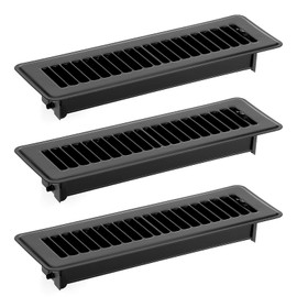 Sumnacon Floor Register 2 x 10 Inch Metal Floor Vents 3 Pack Floor Vent Covers with Adjustable Air Supply Lever, Rust Proof Vent Cover 2x10'',Decorative Vent Covers for Home Floor,Black